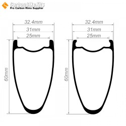 Aro de Carbono 700C 60x31mm Tubeless para Rueda de Gravel / CX